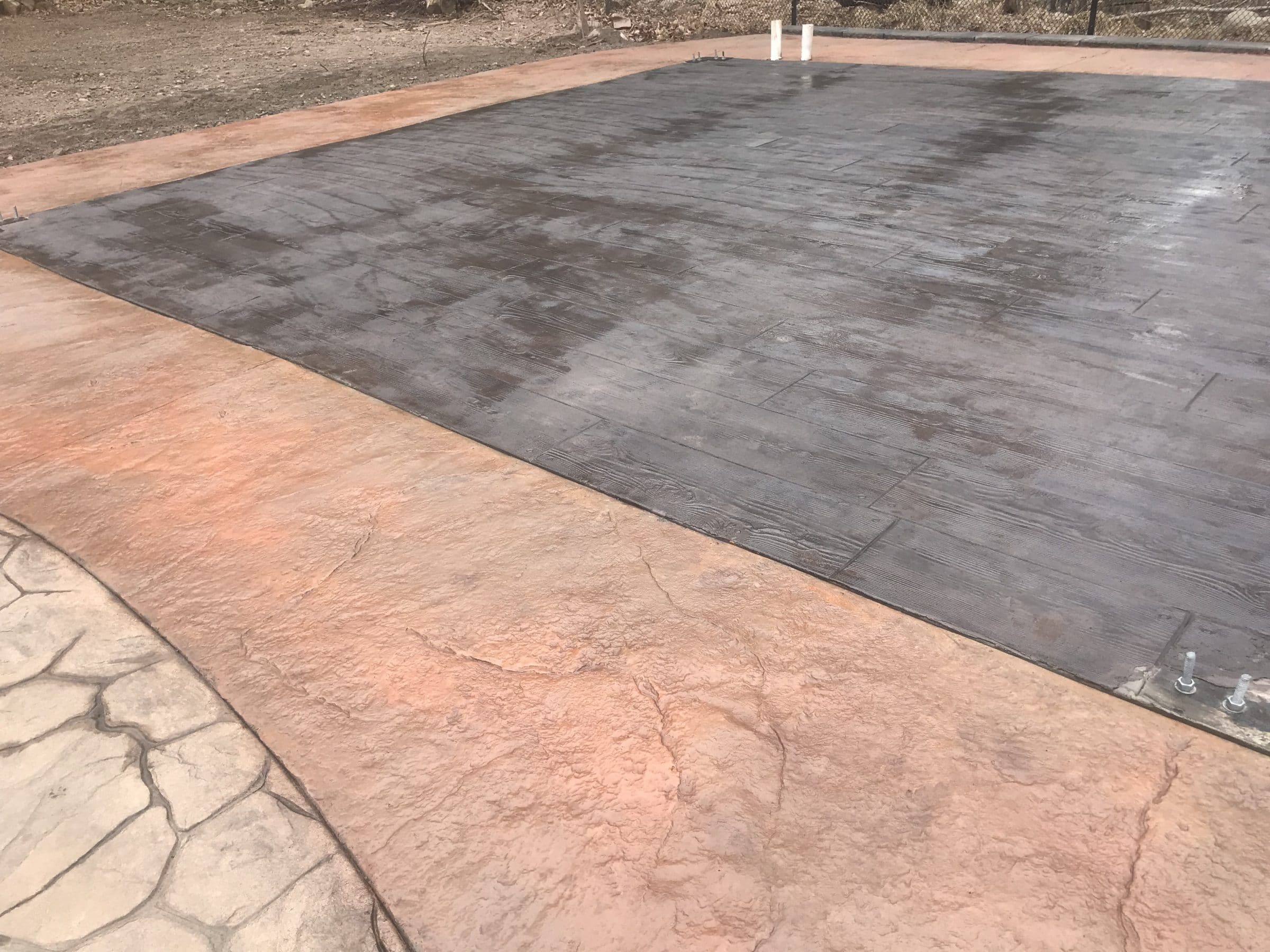 Stamped Concrete Patio and Pool House Foundation